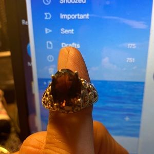 Sterling smoky quartz ring